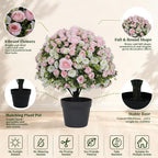24" Artificial Potted Flowers for Outdoors, Silk Rose Faux Plants