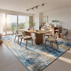 Living Room Rug 7x10 Ultramarine Area Rugs Machine Washable Abstract Boho Large - Image 2