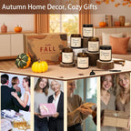 Auelife Fall Candles, 6 Pack Scented Candle Set, 42 oz Holiday Soy Candles, Candle Gifts Set for Men and Women, Home Decor of Wreath/Apple/Latte/Harvest/Vanilla/Cinnamon