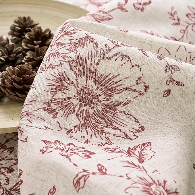 jinchan Lined Linen Blend Curtain Floral Curtains - Image 9
