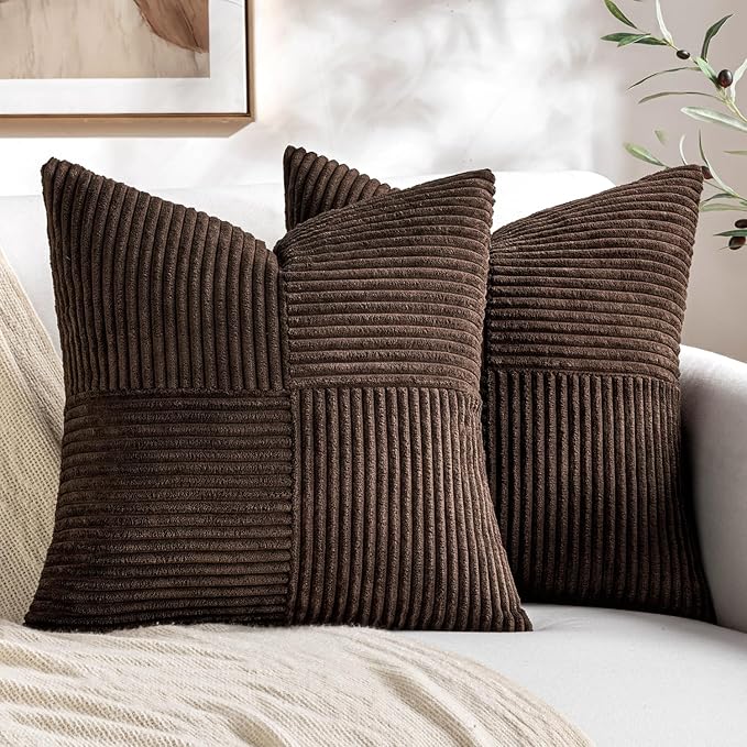 MIULEE Dark Brown Decorative Throw Pillow Covers 18x18 Inch by MIULEE