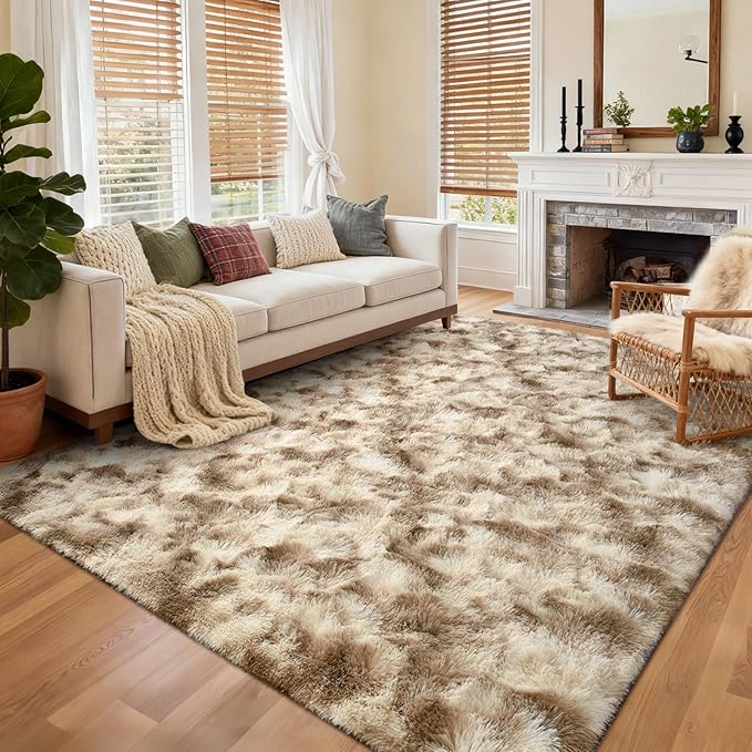 4x6 Ft Shag Area Rug for Bedroom Living Room, Tie-Dyed Ultra Soft Fluffy Furry - Image 2