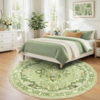 Area Rugs 8ft Washable Non-Slip, Floral Vintage Distress Print Pattern - Image 3