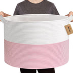 Extra Large Rope Basket, XXXL Woven Wicker Storage Basket, Kids Room Toy Storage Organizer and Storage, Dog Toy Stuffed Animal Basket Bins, Kids Room Playroom Organization(22" x 22" x 14")