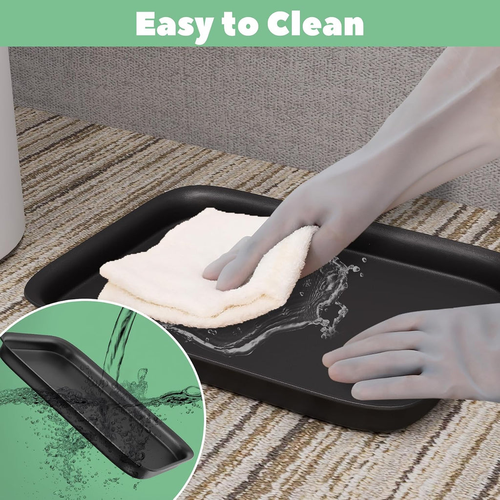 Dehumidifier Drip Pan with Raised Edge, Hard Plastic 13'' x 9''x 2'' Non-Slip Waterproof Drain Pan for Dehumidifiers, Drain Tray Catch & Prevent Water Leak, Protect Floor, Black