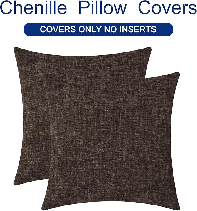 CaliTime Throw Pillow Covers Decorative 24 X 24 Inches Pack of 2 Cozy Chenille - Image 6