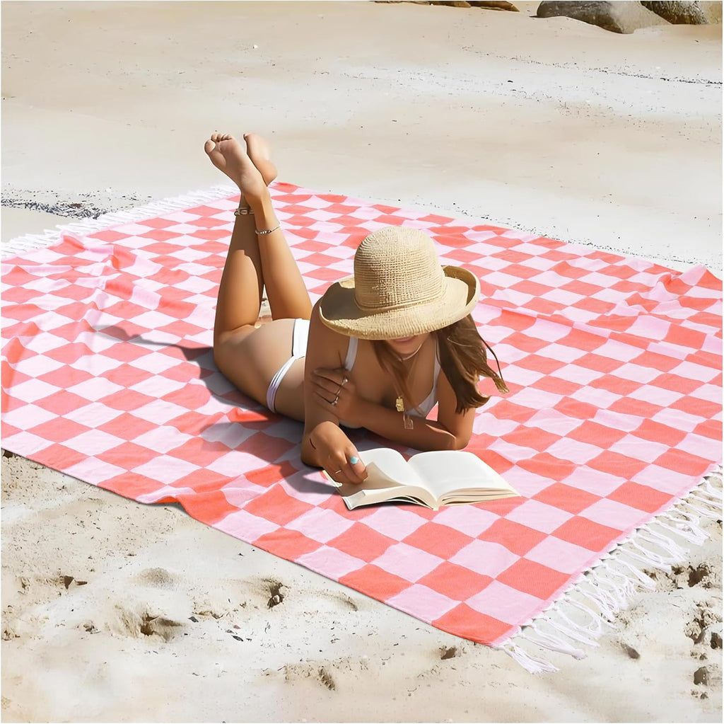 Extra Large Turkish Beach Towel Picnic Mat Throw Blanket Oversized Sand Free Quick Dry Resistant Lightweight Sandless Cloud Hawaii Honeymoon Travel Essentials Xl Big Jumbo Women Summer Vacation Gift