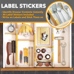 SpaceAid Bamboo Drawer Dividers with Inserts and Labels, Kitchen Adjustable Drawer Organizers, Expandable Organization for Home, Office, Dressers, 4 Dividers with 9 Inserts (17"-22" Natural)