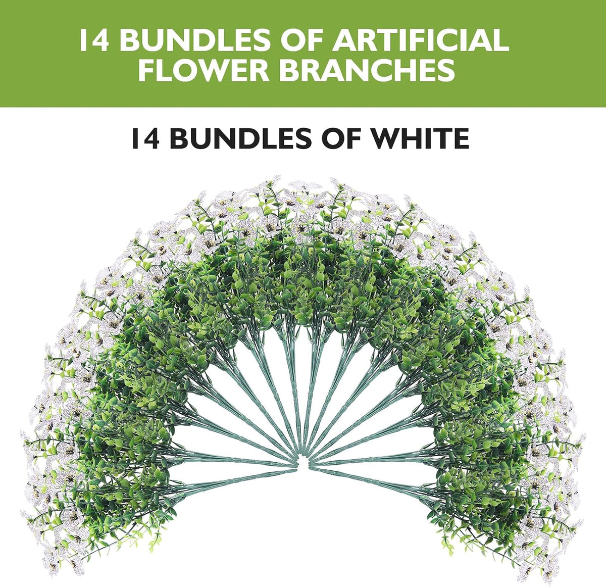 14 Bundles Artificial Flowers UV Resistant Fake Silk Plants Outdoors Decor
