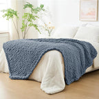 Bigacogo Chunky Knit Throw Blanket by Bigacogo