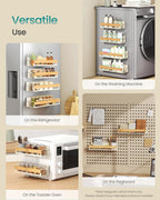 SONGMICS 4-Pack Strong Magnetic Real Bamboo Spice Racks for Fridge