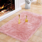 Ciicool Pink Fur Fluffy Rug, 2x4 ft Small Faux Fur Rugs by CIICOOLHomeDeco