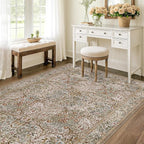 Vintage 4x6 Entryway Rug, Washable Area Rugs - Image 3