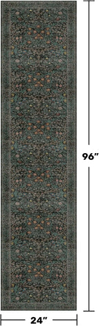 Dark Green 2 x 8 Runners for Hallways, 8ft Long Floor Runner for Kitchen - Image 2