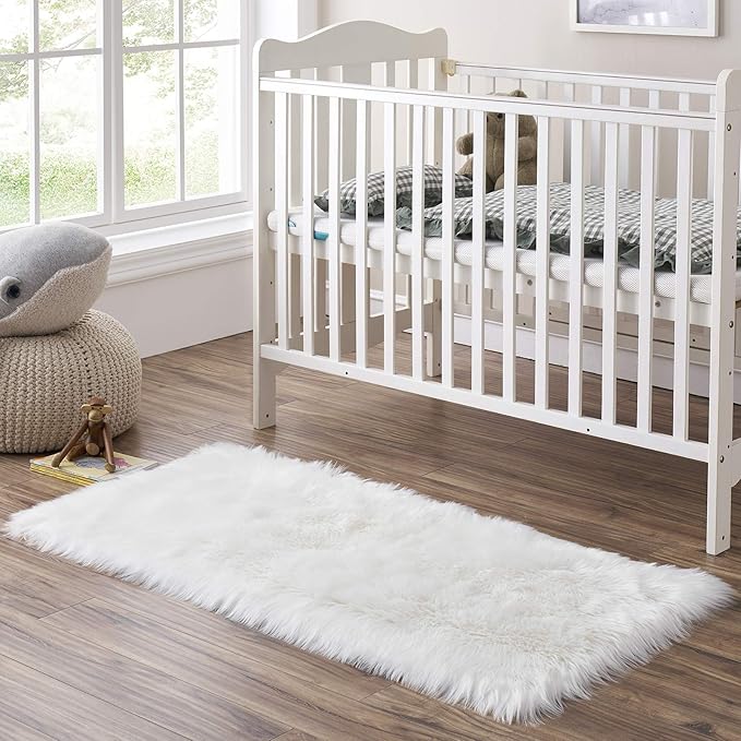 Ciicool White Fur Fluffy Rug, 2x4 ft Small Faux Fur Rug - Image 6