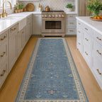 Boho 2'6"x10' Wide Runner Rugs for Hallway Non Skid- 10ft Light Blue Washable - Image 6
