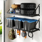 FLEXIMOUNTS 2-Pack 2x4 ft Wall Shelving Garage Storage Rack, Black