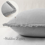 MIULEE Decorative Throw Pillow Covers Neutral Linen Fringe Throw Pillows Euro - Image 3