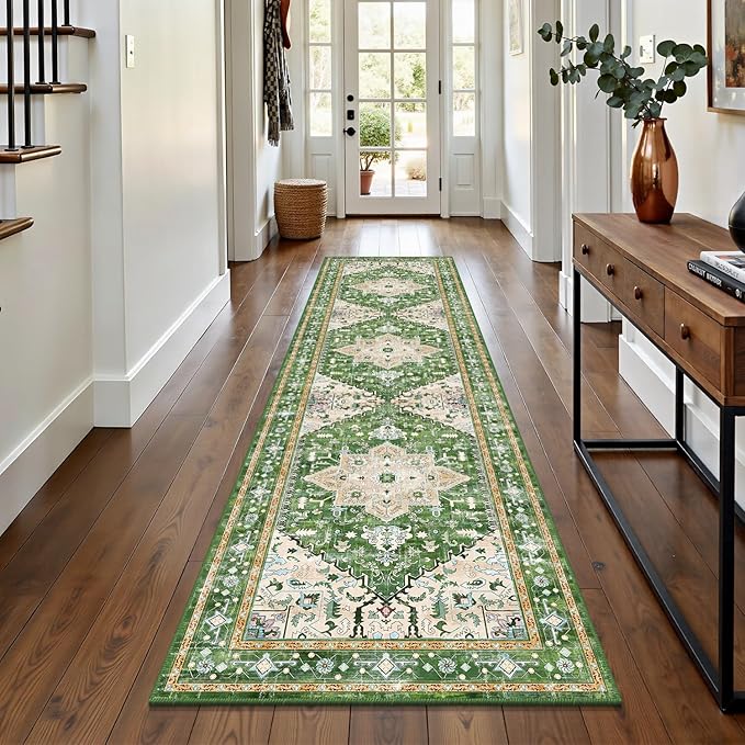 Yamaziot Washable Runner Rug, 2x8 Non-Slip Boho Vintage Hallway Rug Runner by Yamaziot