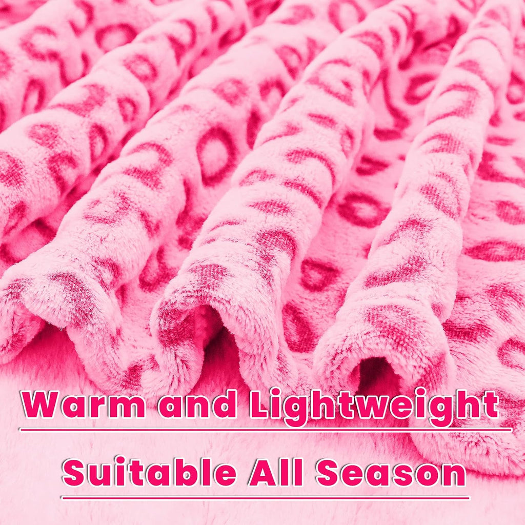 Warm Blanket Pink Soft Fleece Leopard Print Blanket for Women, Fuzzy Hot Pink Cheetah Print Throw Blankets for Bed Couch Sofa, Cozy Gifts for Women Mom Birthday Mothers Day 50x60 Inches