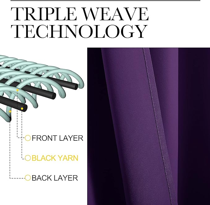 NICETOWN Royal Purple Blackout Curtains 78 inches Length - Image 3