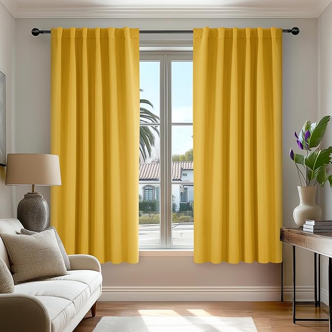 Deconovo Solid Back Tab and Rod Pocket Curtains Thermal Insulated Blackout by Deconovo