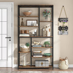 Tribesigns 79 inches Tall Bookshelf Bookcase, 8-Tier Staggered Bookcase, Modern Freestanding Open Book Shelves, Wide Wood Etagere Shelving Unit Display Shelf for Living Room