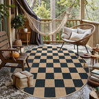 Lahome Colette Checkered Round Rugs 6ft, Outdoor Patio Easy Jute Rug Indoor - Image 7