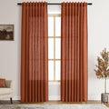 Nanspring Terracotta Linen Curtains 84 Inches Long 2 Panel Set Back Tab Boho by Nanspring