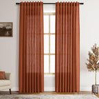 Nanspring Terracotta Linen Curtains 84 Inches Long 2 Panel Set Back Tab Boho by Nanspring