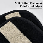 Black Striped Towels Set for Bathroom, 8 Piece Cotton Towels