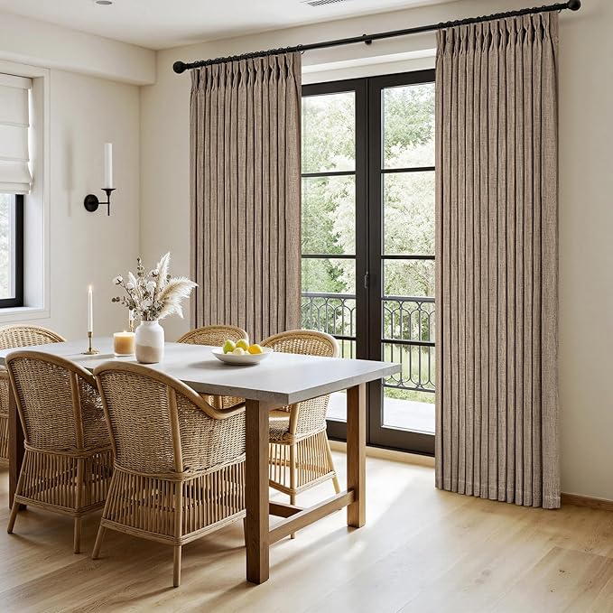 MIULEE Pinch Pleated Thick Linen Curtains 96 Inches Long 2 Panels - Image 3