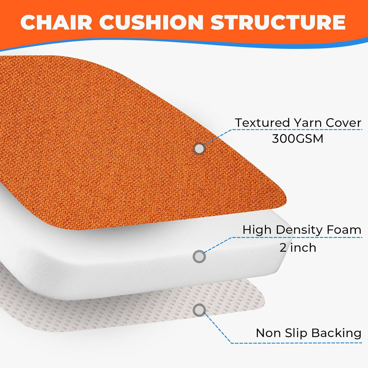 Sunsleek Chair Cushions for Dining Chairs D-Shaped Seat Cushions Chair Pads