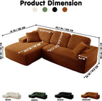 Modular Sectional Sofa, Convertible Sofa Bed, No Assembly Required Cloud Couch with Deep Seat, Modern L-Shaped Boneless Sofa for Living Room (Orange)
