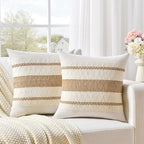 Fancy Homi Set of 1 Boho Neutral Decorative Throw Pillow Cover 18x18 Inch - Image 2