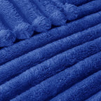 Exclusivo Mezcla Queen Size Flannel Fleece Blanket, Super Soft Striped Jacquard - Image 4