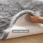 ORINOVA Light Grey Furry Washable Sheepskin Fur Area Rugs - Image 2