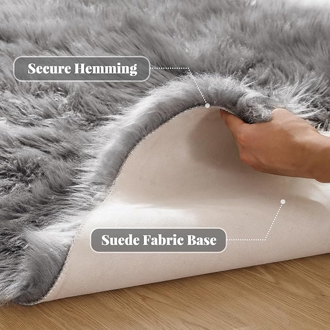 ORINOVA Gray Furry 5x7 Area Rugs - Image 2