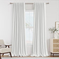 White 100% Blackout Linen Curtains 94 Inch Length 2 Panels Set by Guken