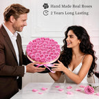 47 Pieces Forever Flower Round Shape in a Box Preserved Pink Roses for Delivery Grade A Quality 100% Real Immortal Flowers Eternal Birthday for Her Mom Women Wife Girlfriends（Pink）