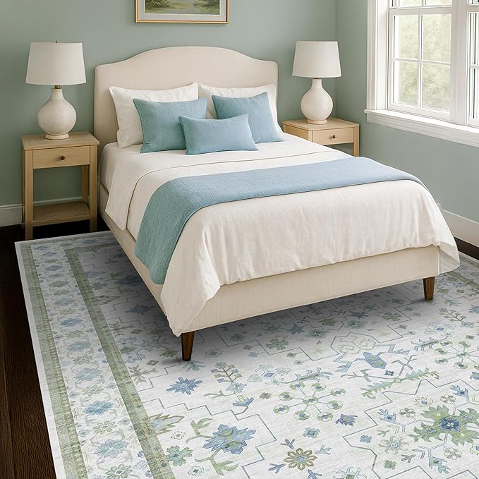 Cream Green Large 8x12 Area Rug - Image 3