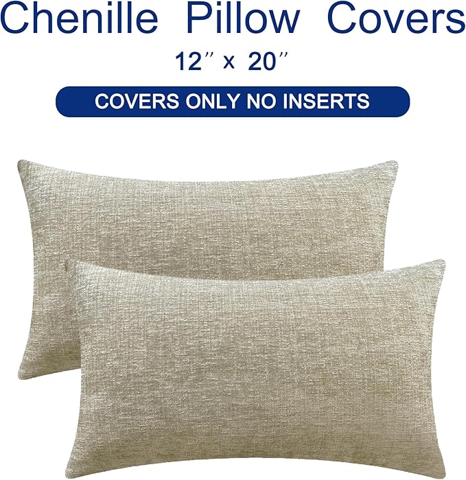 CaliTime Throw Pillow Covers Decorative 12 X 20 Inches Pack of 2 Cozy Chenille - Image 6