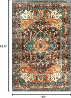 Yamaziot Area Rug 5x7, Non-Slip Washable Boho Vintage Living Room Bedroom Rug - Image 2