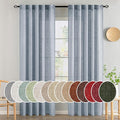 MIULEE Chambray Blue Linen Curtains 108 Inches Long 2 Panels by MIULEE