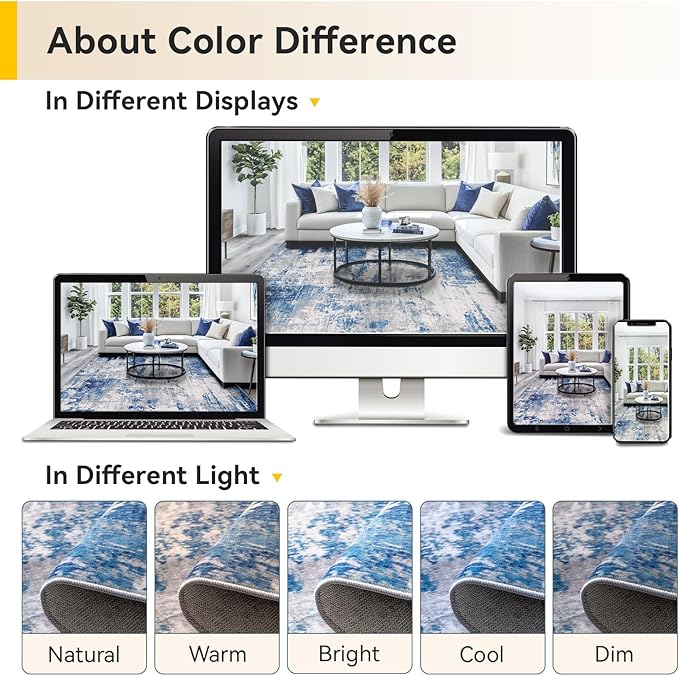 Washable Area Rugs 2'6'' x14 Non-Slip Modern Abstract Soft - Image 7