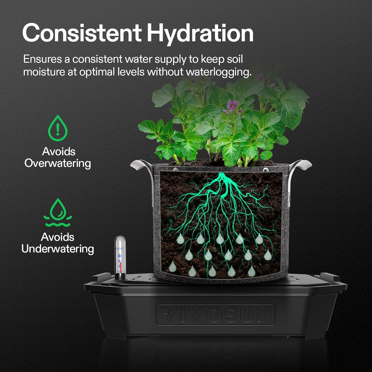 VIVOSUN 4-Pack FlexFeed Self-Watering Pots, Auto Irrigation Fabric Pot Base