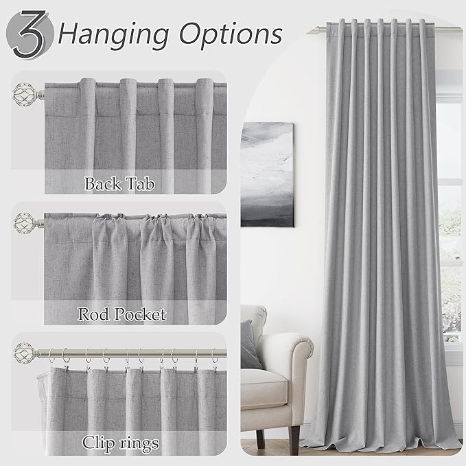 Guken Grey 100% Blackout Curtains 72 Inch Length 2 Panels Set - Image 6