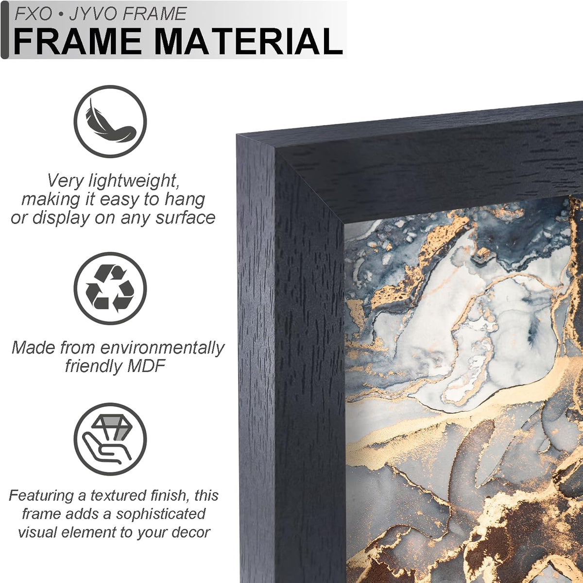 Fxojyvo 30x40 Picture Frame Black Engineered Wood Wall Hanging