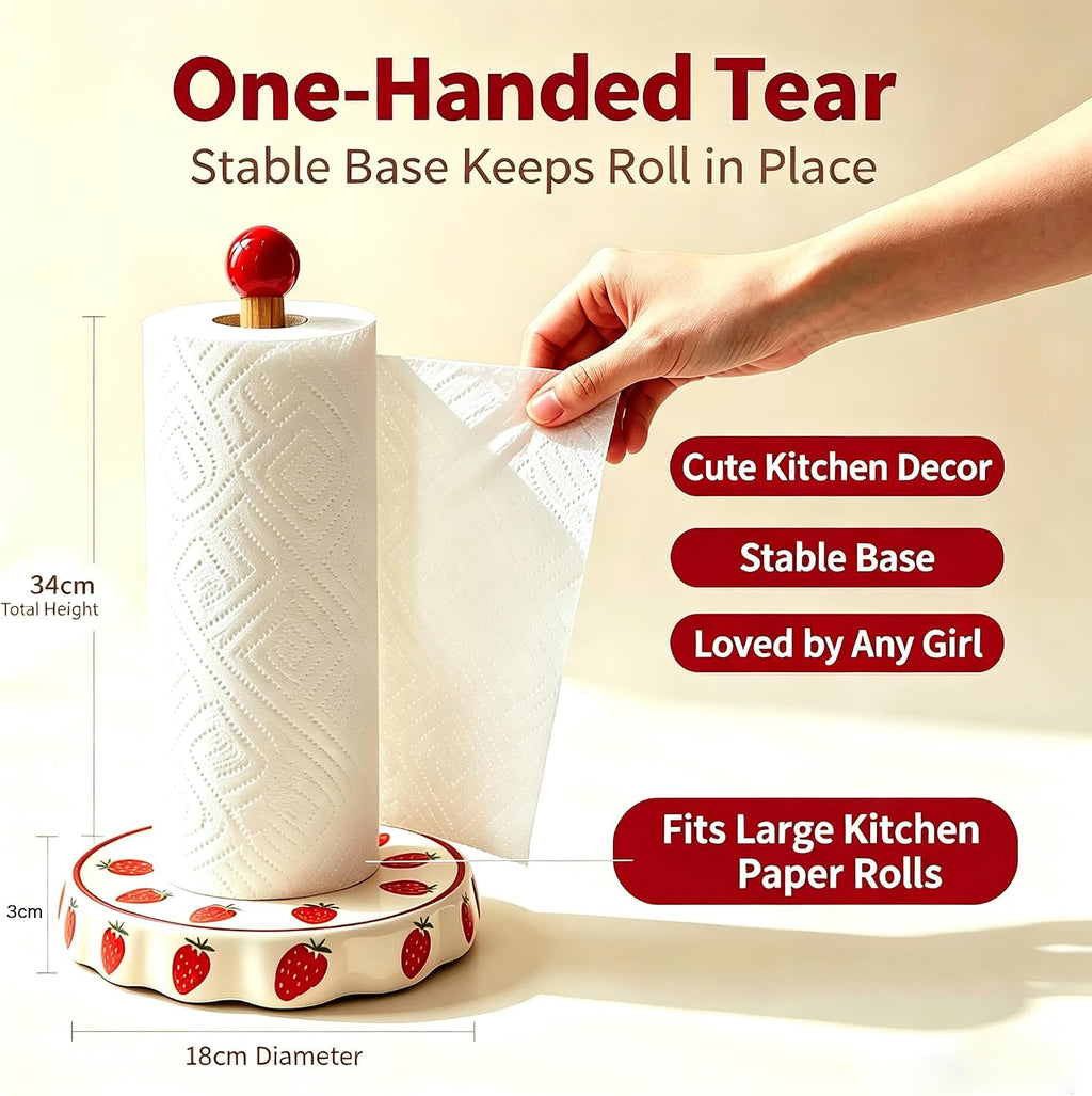 Ceramic Strawberry Paper Towel Holder Countertop Cute Kitchen Accessories