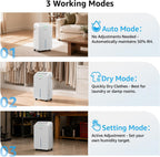 KNKA 2500 Ft² Max 34 Pints Dehumidifier for Basement with Drain Hose, White